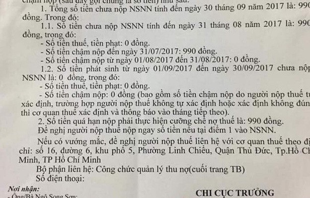 Nợ thuế 990 đồng, xóa hay quyết thu? - Ảnh 2. Nợ thuế 990 đồng, xóa hay quyết thu? - Ảnh 2.