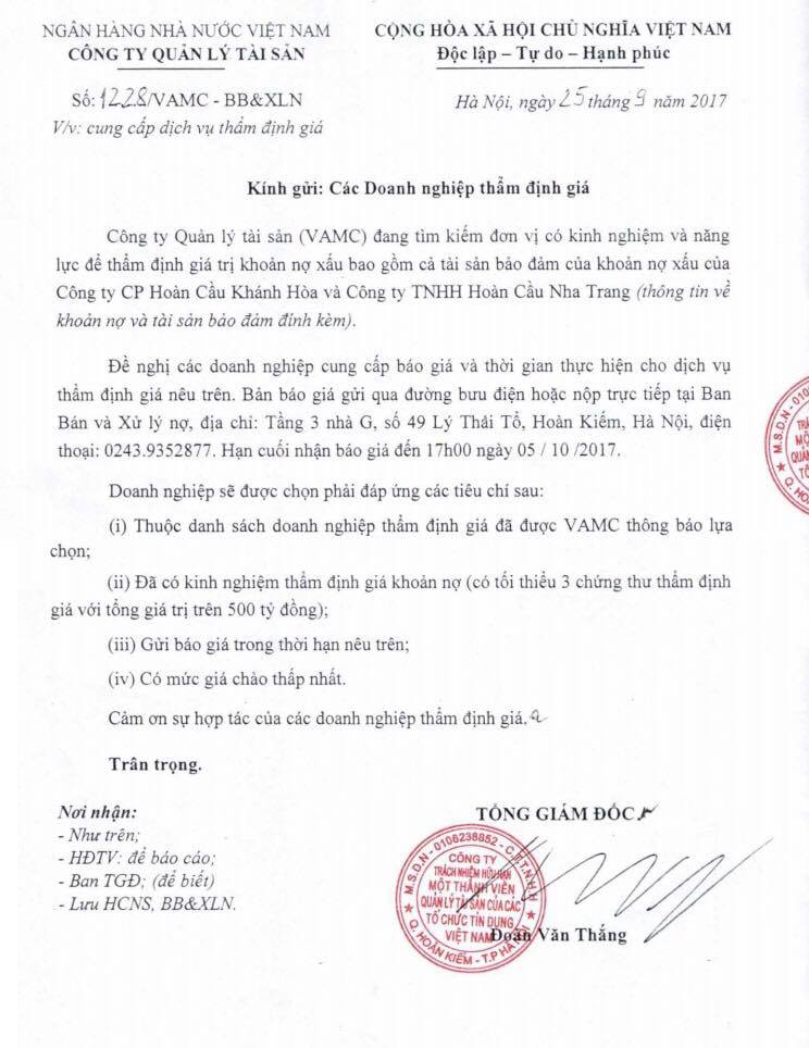 VAMC siết nợ 8 lô đất của nhóm công ty Hoàn Cầu - Ảnh 1. VAMC siết nợ 8 lô đất của nhóm công ty Hoàn Cầu - Ảnh 1.