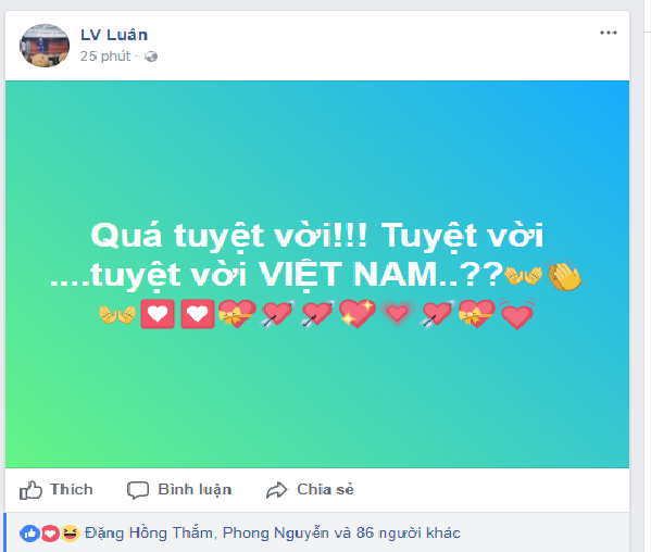 Mạng xã hội ngập tràn lời chúc mừng tuyển U23 Việt Nam - Ảnh 11. Mạng xã hội ngập tràn lời chúc mừng tuyển U23 Việt Nam - Ảnh 11.