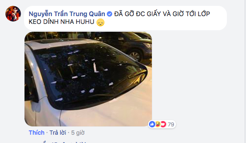 Nguyễn Trần Trung Quân bị fan dán giấy kín xe hơi - Ảnh 5. Nguyễn Trần Trung Quân bị fan dán giấy kín xe hơi - Ảnh 5.