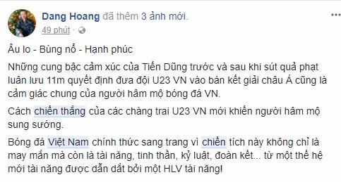 Mạng xã hội ngập tràn lời chúc mừng tuyển U23 Việt Nam - Ảnh 10. Mạng xã hội ngập tràn lời chúc mừng tuyển U23 Việt Nam - Ảnh 10.