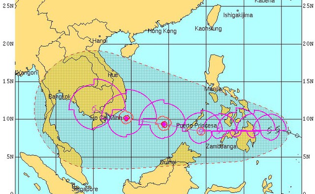 Bão Tembin tiến nhanh hướng Biển Đông, gió giật cấp 12 - Ảnh 2. Bão Tembin tiến nhanh hướng Biển Đông, gió giật cấp 12 - Ảnh 2.