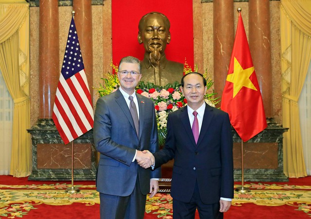 Tân đại sứ Mỹ trình quốc thư lên Chủ tịch nước - Ảnh 1. Tân đại sứ Mỹ trình quốc thư lên Chủ tịch nước - Ảnh 1.