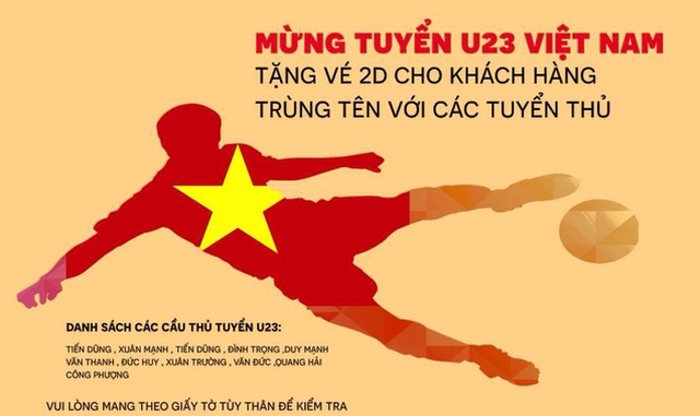 Trà sữa, rạp chiếu phim giảm giá mừng U-23 VN chiến thắng - Ảnh 2. Trà sữa, rạp chiếu phim giảm giá mừng U-23 VN chiến thắng - Ảnh 2.