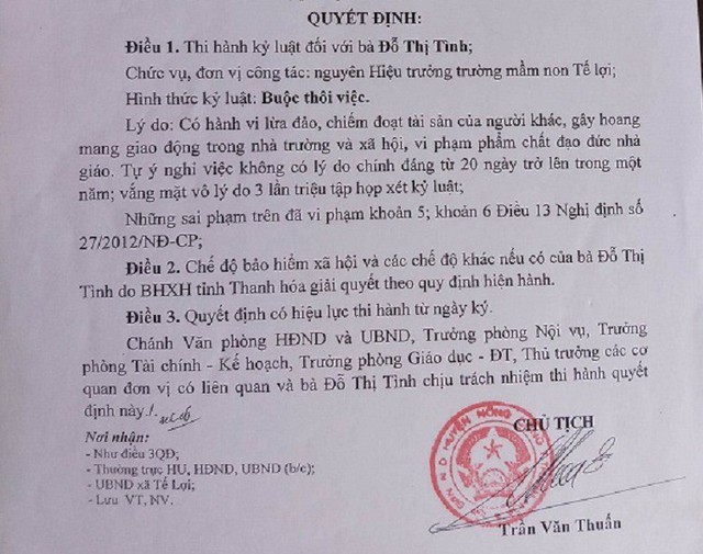 Buộc thôi việc hiệu trưởng nợ dân cả tỉ đồng không trả - Ảnh 1. Buộc thôi việc hiệu trưởng nợ dân cả tỉ đồng không trả - Ảnh 1.