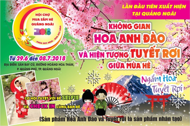 Ngắm “Lễ hội Hoa Anh Đào và Tuyết rơi” lần đầu tại Quảng Ngãi - Ảnh 1. Ngắm “Lễ hội Hoa Anh Đào và Tuyết rơi” lần đầu tại Quảng Ngãi - Ảnh 1.