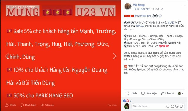 Bão sale xuất hiện ngay sau chiến thắng của U23 Việt Nam - Ảnh 9. Bão sale xuất hiện ngay sau chiến thắng của U23 Việt Nam - Ảnh 9.