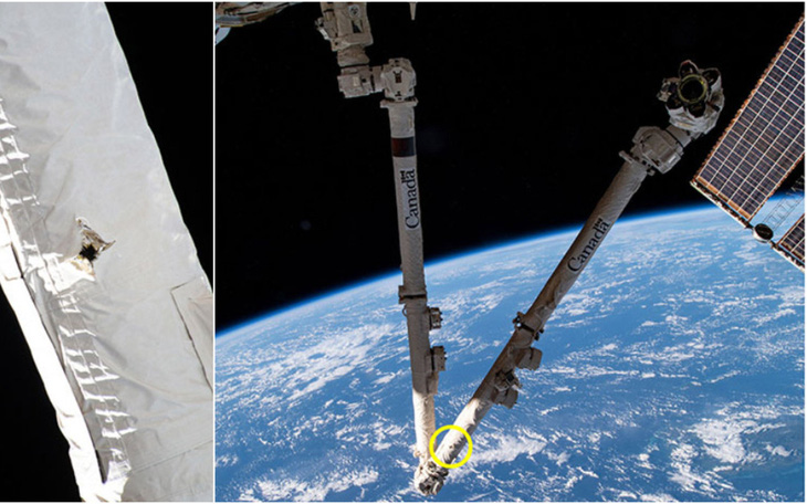 Rác vũ trụ chọc thủng cánh tay robot của trạm không gian ISS
