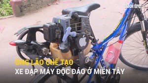 Ông lão chế tạo xe đạp máy độc đáo ở miền Tây
