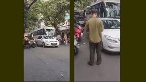 Xử phạt hành chính trung uý công an đậu xe giữa đường