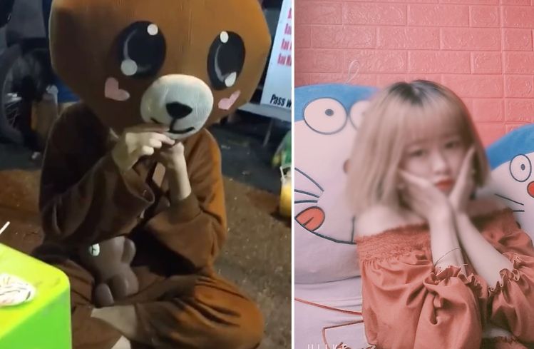 Cô gái mascot gấu 