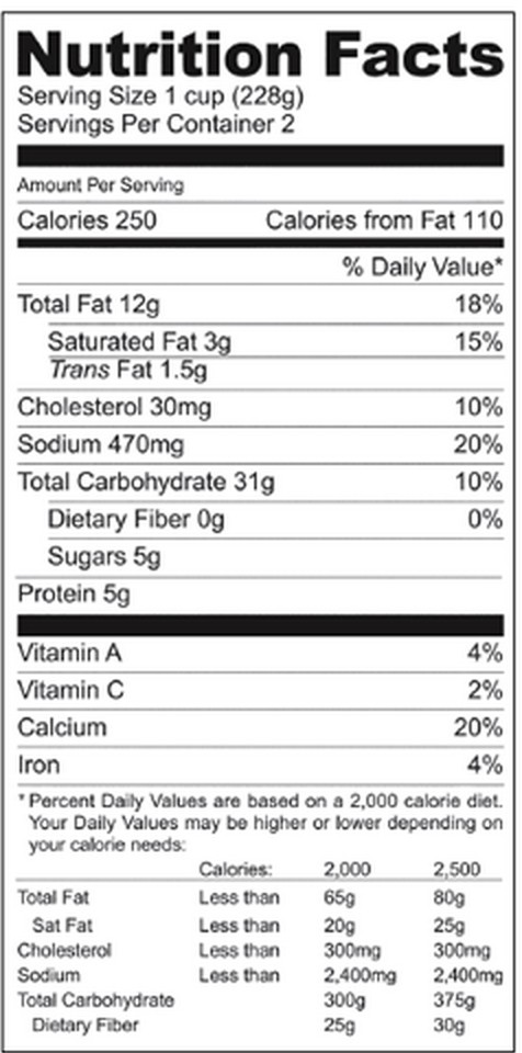 Cách đọc một nhãn ghi thành phần dinh dưỡng trên gói thực phẩm - Ảnh 2.