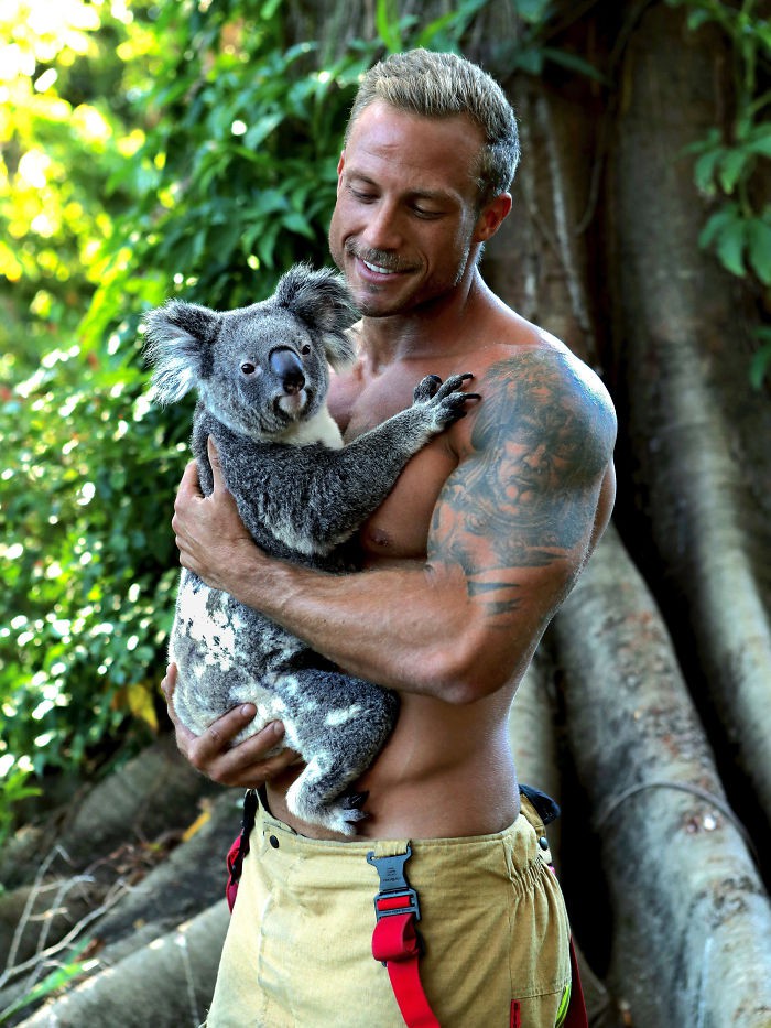 Dàn lính cứu hỏa ‘nam thần’ 6 múi của Úc chụp ảnh với động vật làm từ thiện - Ảnh 7.