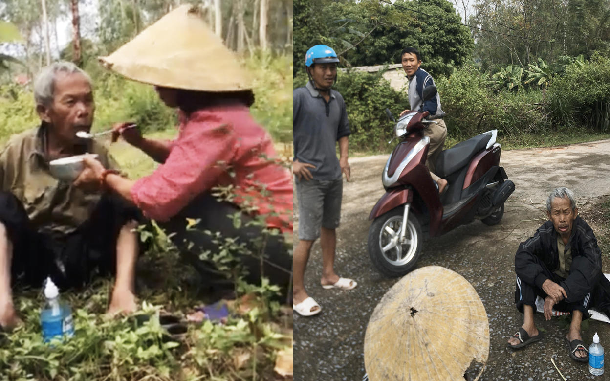 Cụ ông 87 tuổi đi lạc từ Hà Nội vào Hà Tĩnh- Ảnh 2. Hai mẹ con mang cơm nước tìm người thân cho cụ ông đi lạc trên núi