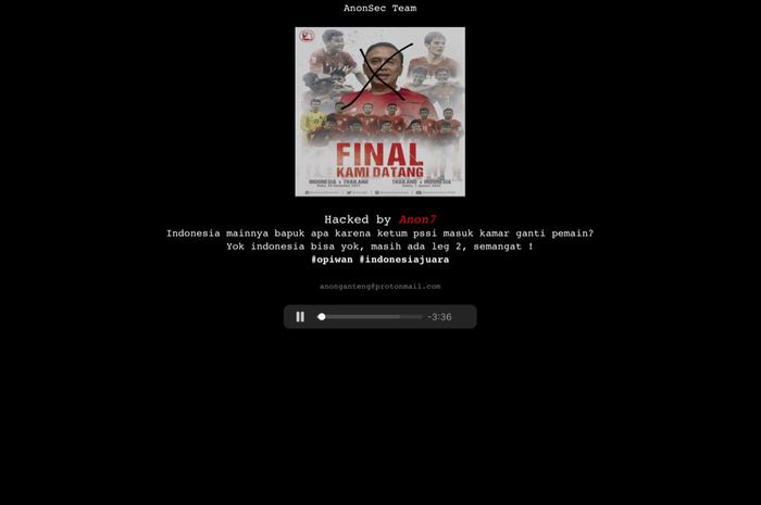 Trang web Liên đoàn Bóng đá Indonesia bị hacker tấn công sau trận thua Thái Lan - Ảnh 3.