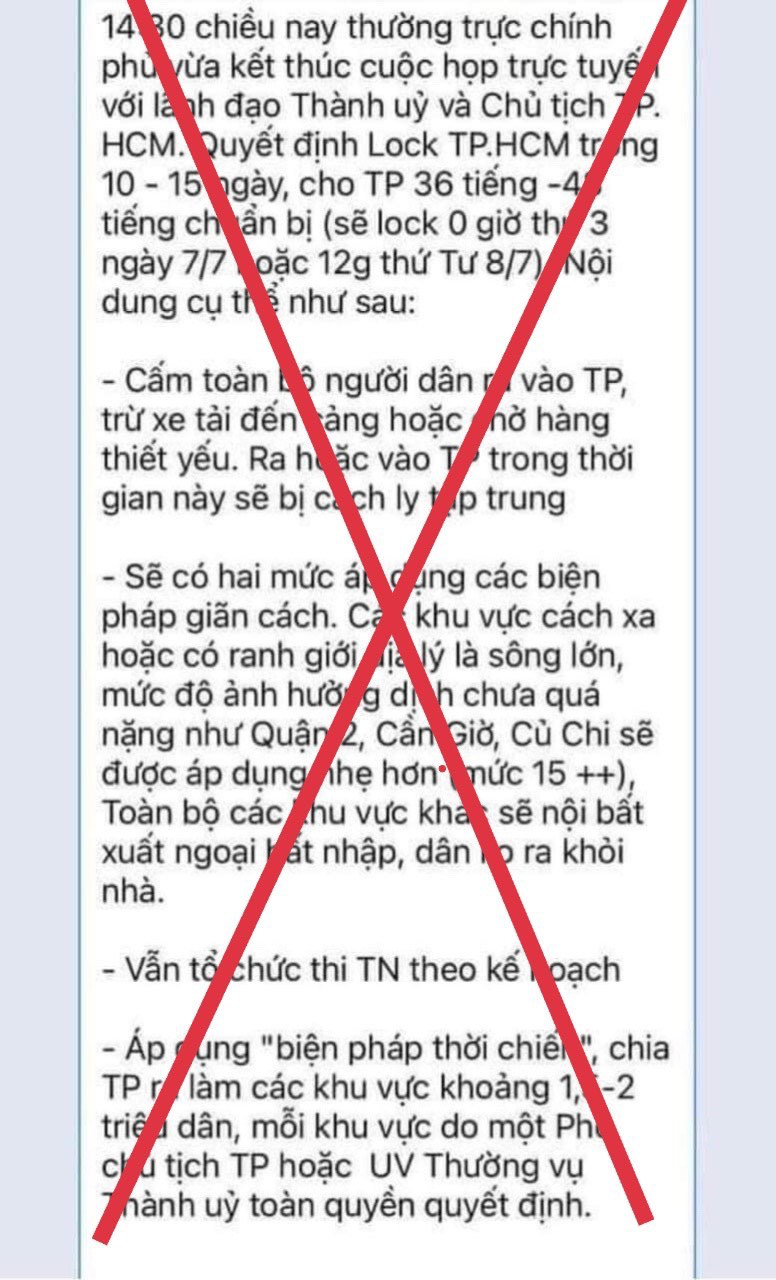 Quyết định lock TP.HCM trong 10-15 ngày là thông tin giả mạo - Ảnh 1.