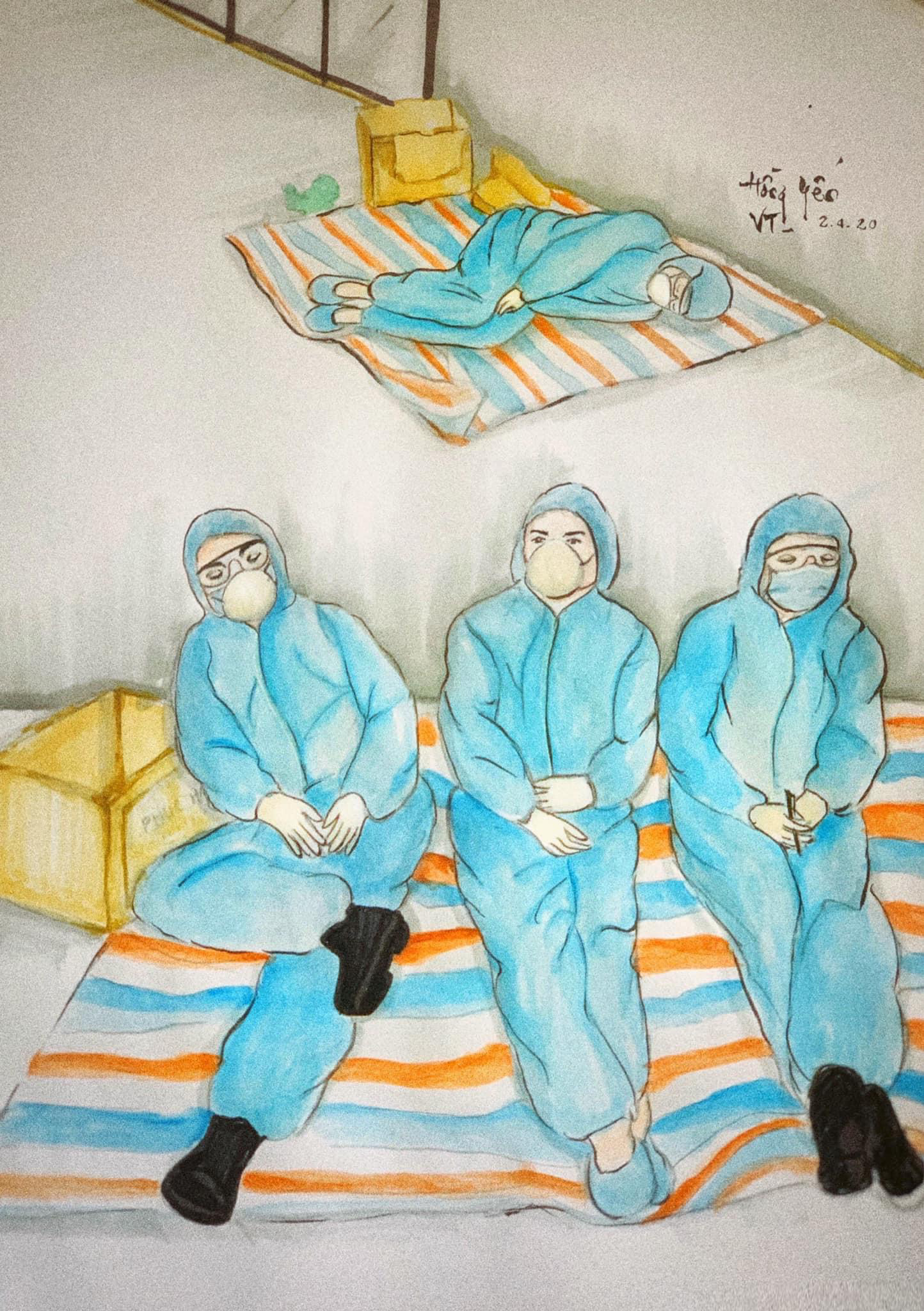 Những bức vẽ xúc động về cuộc chiến chống COVID-19 của cô giáo ở Vũng Tàu - Ảnh 7.