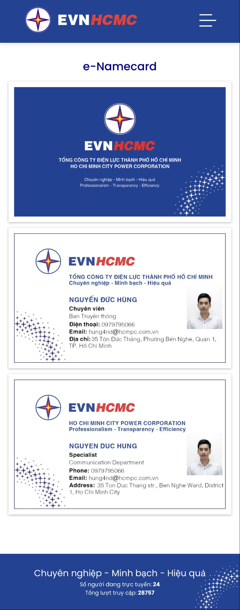 EVNHCMC số hóa hoạt động giao tiếp với danh thiếp điện tử - Ảnh 3. EVNHCMC số hóa hoạt động giao tiếp với danh thiếp điện tử - Ảnh 3.