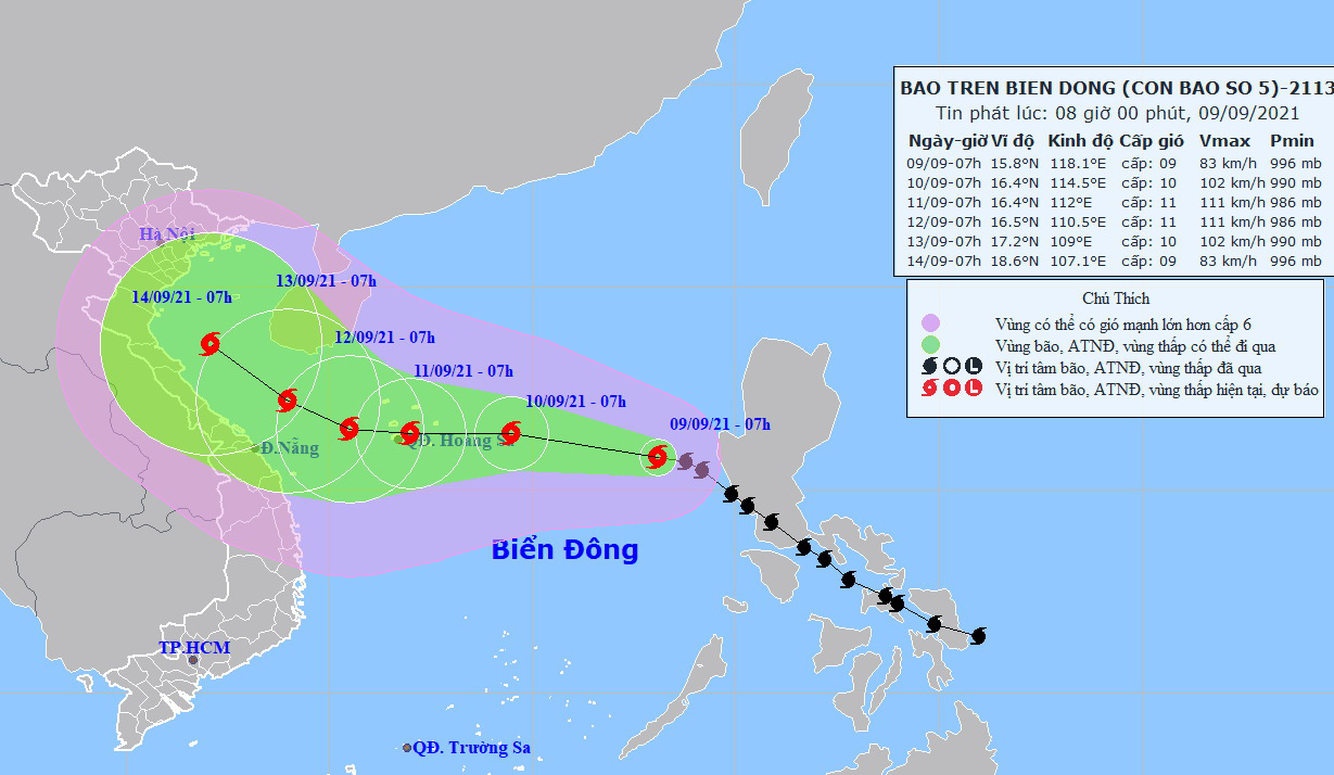 Bão số 5 có khả năng giật cấp 13 khi qua Hoàng Sa, hướng vào đất liền - Ảnh 1.