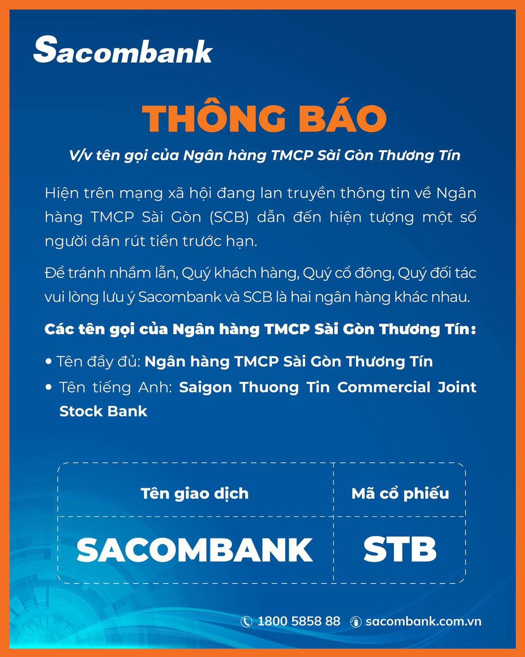 Sacombank lên tiếng vì cho rằng một số khách nhầm SCB là Sacombank - Ảnh 1. Sacombank lên tiếng vì cho rằng một số khách nhầm SCB là Sacombank - Ảnh 1.