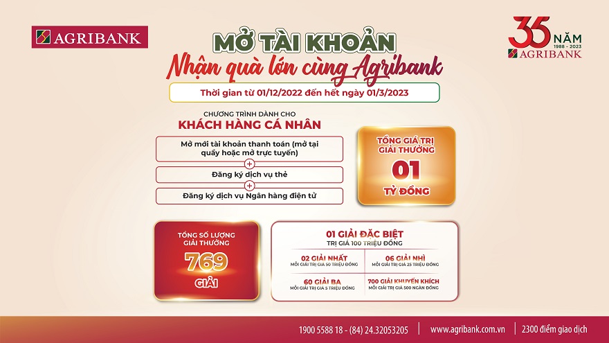 Được tặng sổ tiết kiệm, tiền mặt khi mở tài khoản tại Agribank - Ảnh 1.