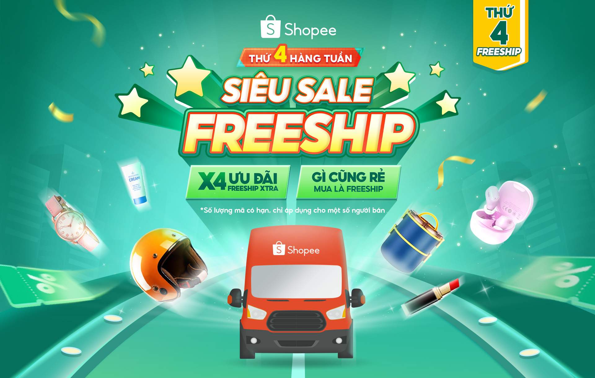 Nhiều ưu đãi mua sắm Tết trên Shopee với Thứ 4 - Siêu Sale Freeship - Ảnh 1. Nhiều ưu đãi mua sắm Tết trên Shopee với Thứ 4 - Siêu Sale Freeship - Ảnh 1.