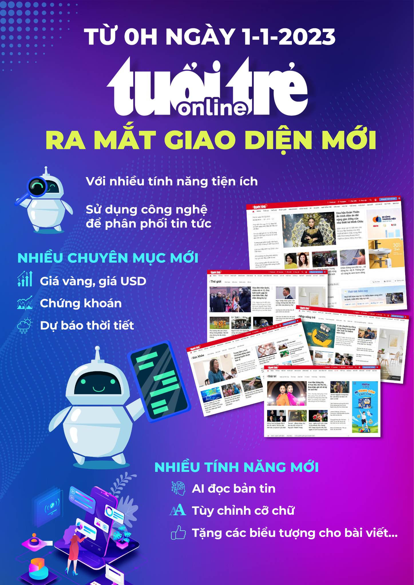 2023 年 1 月 1 日の 00:00 から、Tuoi Tre Online は読者に新しいインターフェースを紹介します - 写真 2。 2023 年 1 月 1 日の 00:00 から、Tuoi Tre Online は読者に新しいインターフェースを紹介します - 写真 2。