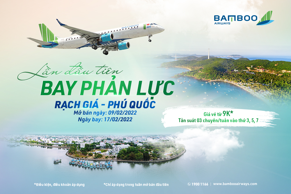 Bamboo Airways khai thác đường bay Rạch Giá - Phú Quốc từ 17-2 - Ảnh 1. Bamboo Airways khai thác đường bay Rạch Giá - Phú Quốc từ 17-2 - Ảnh 1.
