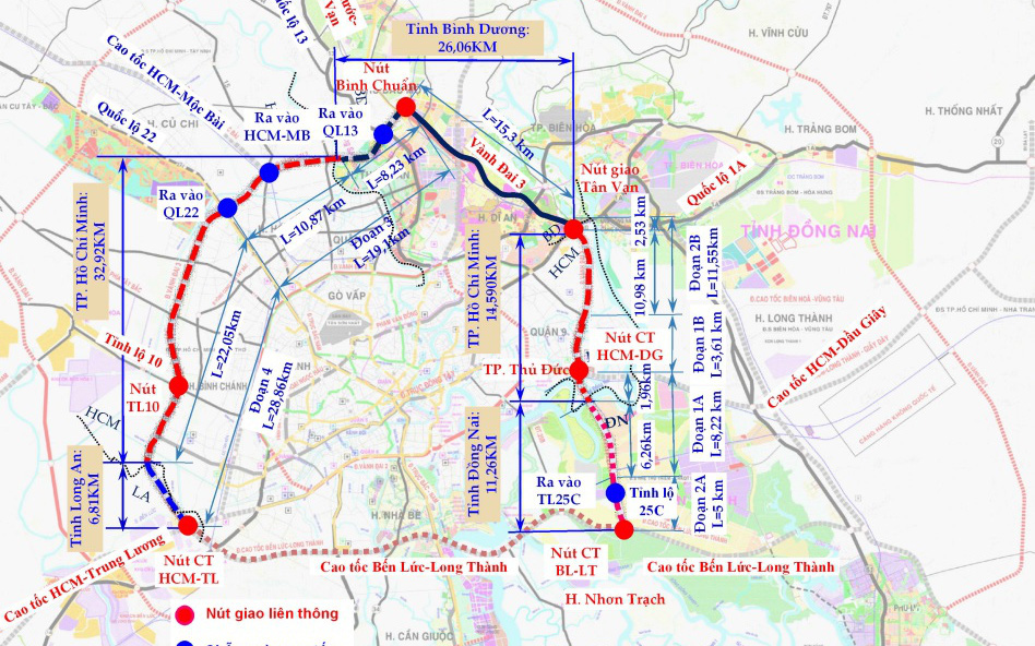 Đường vành đai 3 TP.HCM có gần 13km đi trên cao qua TP Thủ Đức