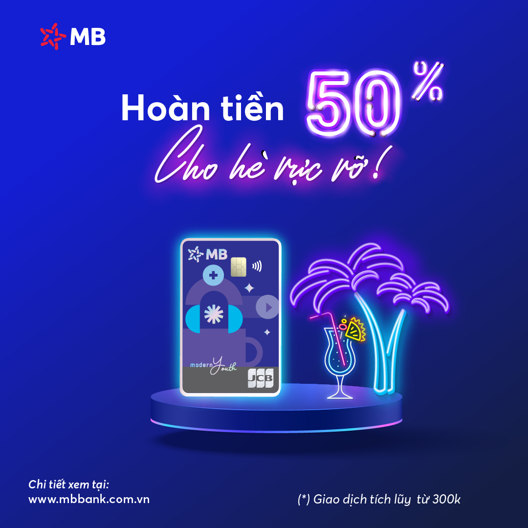 Hoàn 50% với thẻ tín dụng MB JCB - Ảnh 1. Hoàn 50% với thẻ tín dụng MB JCB - Ảnh 1.