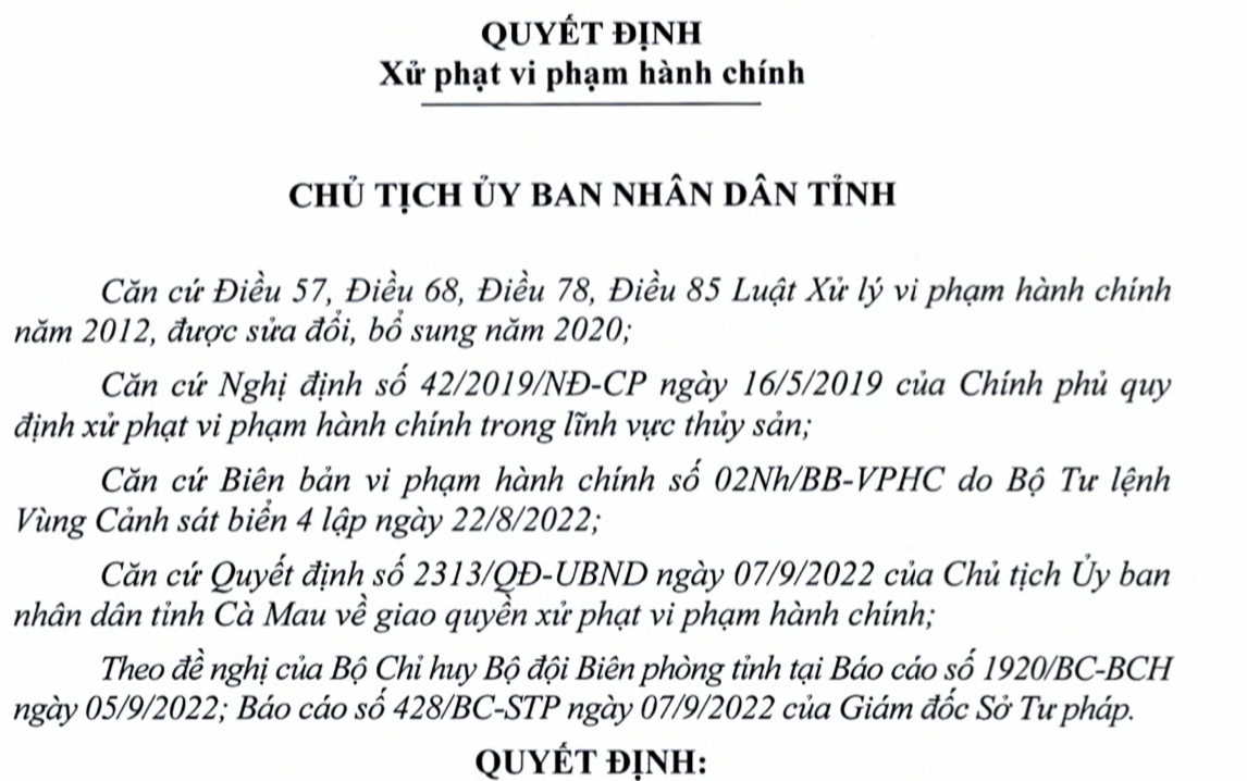 Một chủ tàu cá ở Cà Mau bị phạt gần 1,4 tỉ đồng và tịch thu tàu cá - Ảnh 1. Một chủ tàu cá ở Cà Mau bị phạt gần 1,4 tỉ đồng và tịch thu tàu cá - Ảnh 1.