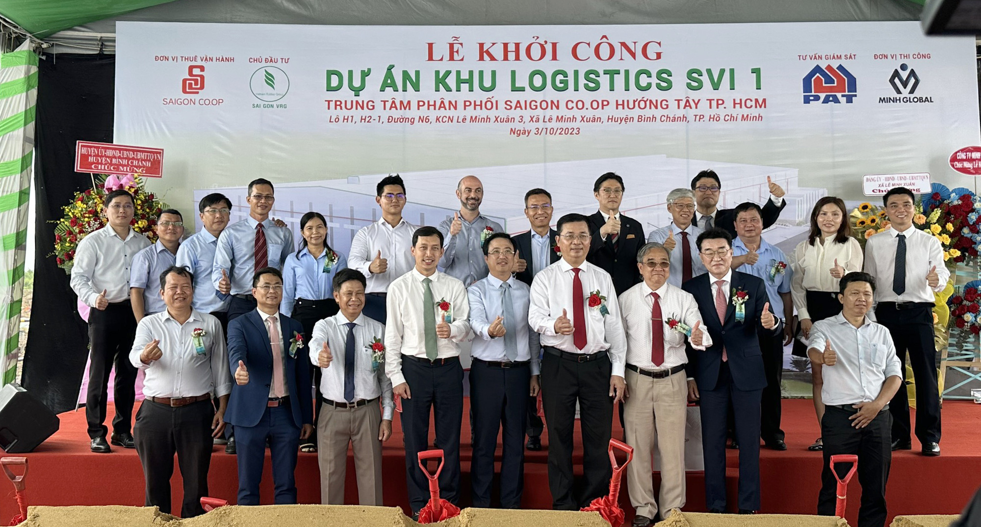 Saigon Co.op đầu tư kho hiện đại theo tiêu chuẩn 'xanh' - Ảnh 4. Khu Logictics SVI 1 (kho Saigon Co.op hướng tây - Khu công nghiệp Lê Minh Xuân 3) được khởi công ngày 3-10, dự kiến phục vụ hơn 500 siêu thị, cửa hàng tại khu vực phía tây TP.HCM và một số khu vực, tỉnh thành miền Tây - Ảnh: NAM PHƯƠNG