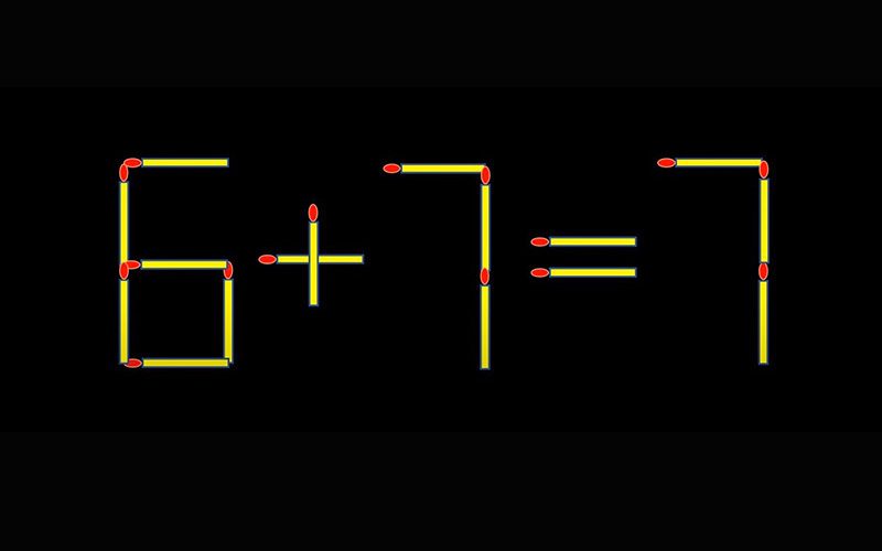 Thử tài IQ: Di chuyển một que diêm để 6+7=7 thành phép tính đúng