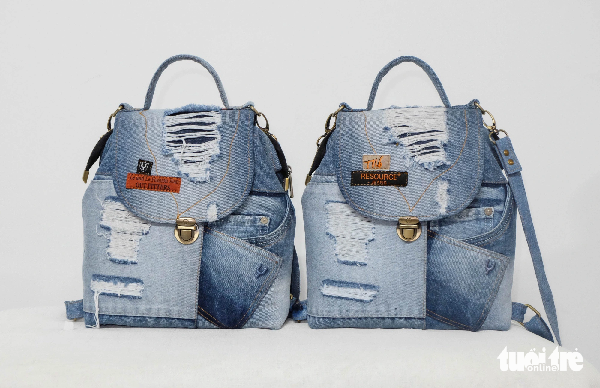 Recycled jean backpack with a desire to reuse old, thrown away denim fabric - Photo: NV