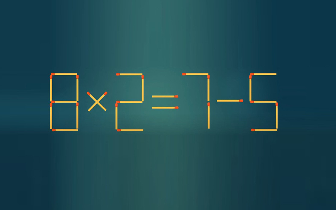 Thử tài IQ: Di chuyển một que diêm để 8x2=7-5 thành phép tính đúng