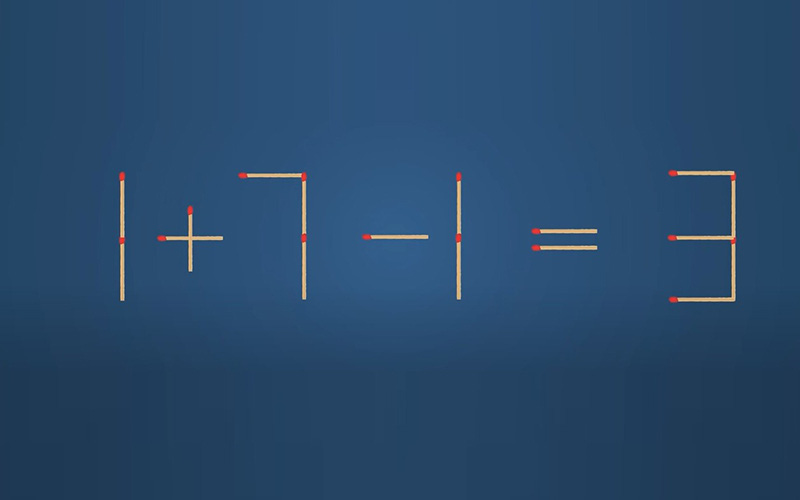 Thử tài IQ: Di chuyển một que diêm để 1+7-1=3 thành phép tính đúng