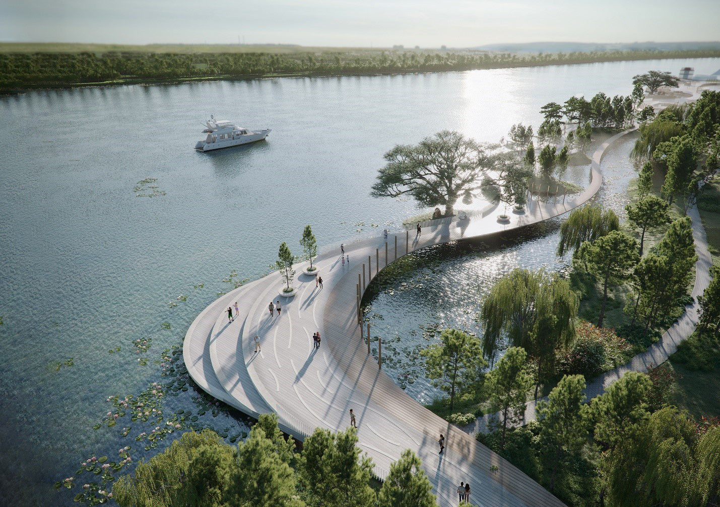 このプロジェクトは川沿いの自然地域の恩恵を受けています
