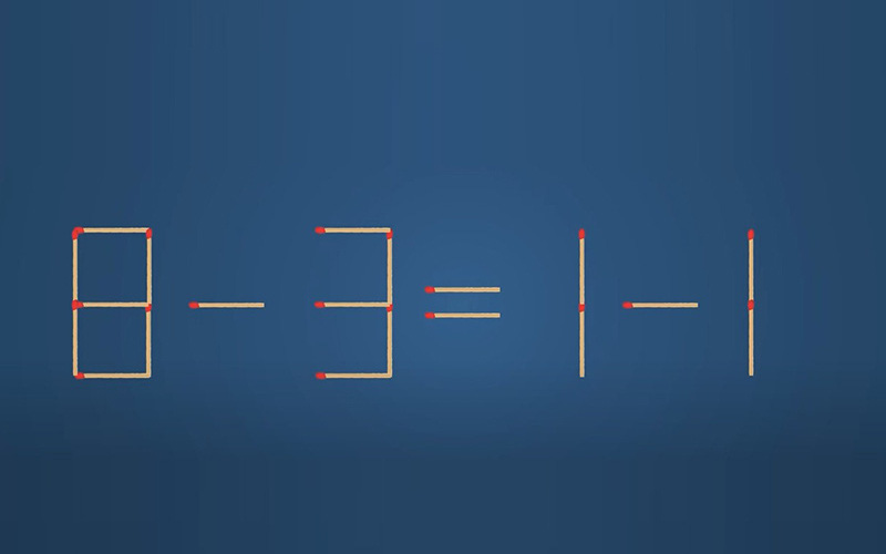 Thử tài IQ: Di chuyển một que diêm để 8-3=1-1 thành phép tính đúng