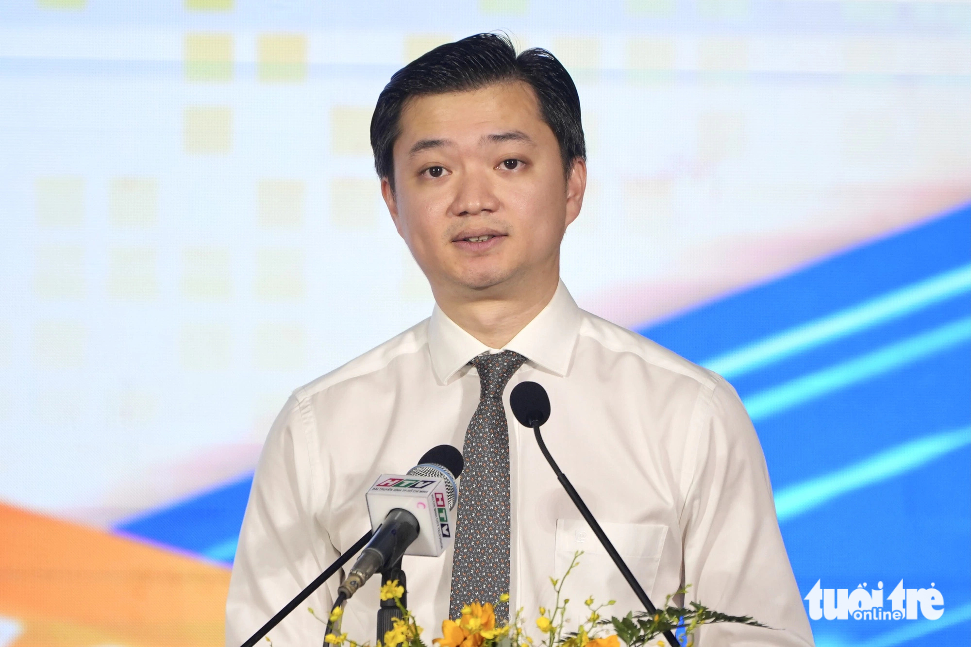 Bí thư Trung ương Đoàn - Chủ tịch Hội Sinh viên Việt Nam Nguyễn Minh Triết phát biểu tại đại hội - Ảnh: HỮU HẠNH