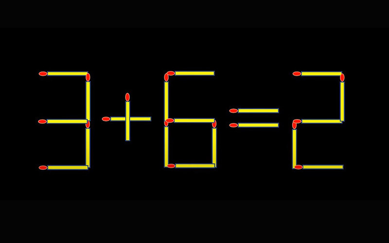 Thử tài IQ: Di chuyển một que diêm để 3+6=2 thành phép tính đúng