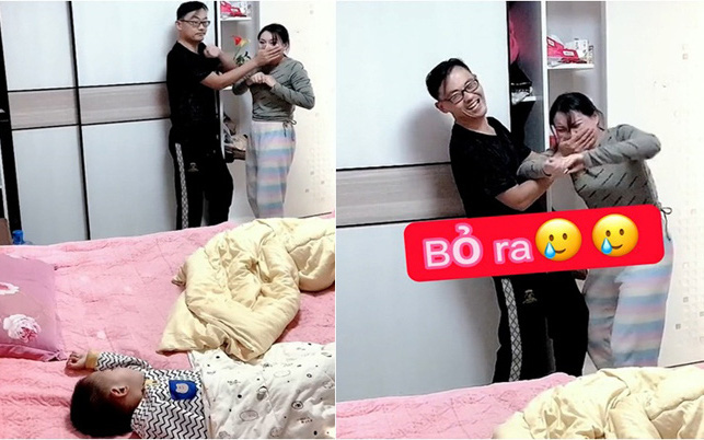 Làm gì nếu thường xuyên thức giấc lúc nửa đêm?- Ảnh 2. Chồng giúp vợ nén đau vì sợ làm con thức giấc