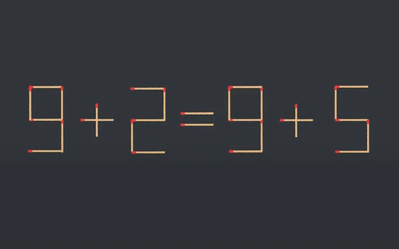 Thử tài IQ: Di chuyển một que diêm để 9+2=9+5 thành phép tính đúng