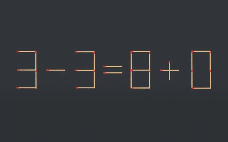 Thử tài IQ: Di chuyển một que diêm để 3-3=8+0 thành phép tính đúng