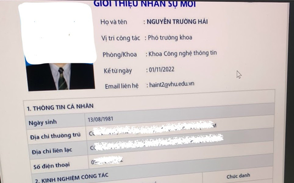 Giảng viên xài bằng tiến sĩ giả từng dạy cao học- Ảnh 2. Giảng viên xài bằng tiến sĩ giả biến lý lịch khoa học người khác thành của mình