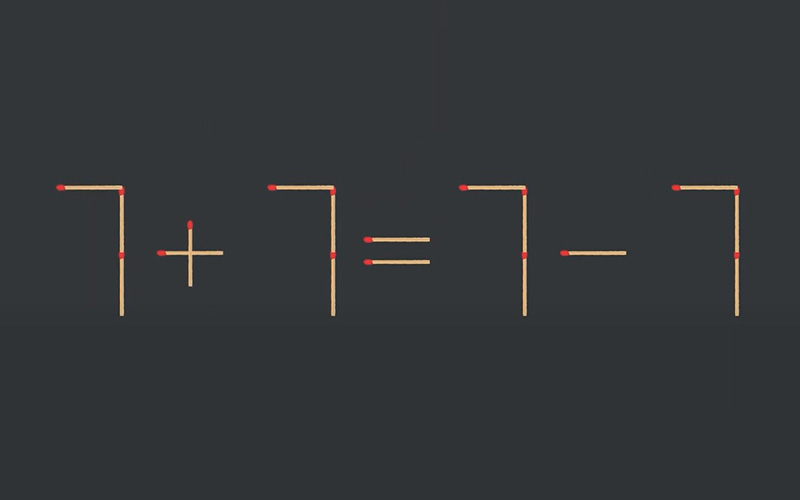 Thử tài IQ: Di chuyển một que diêm để 7+7=7-7 thành phép tính đúng