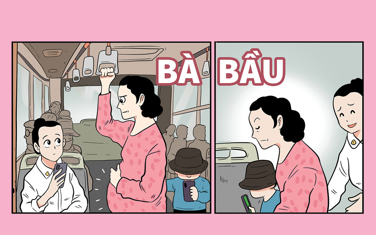 Bùng nổ tranh cãi: Có nên nhường chỗ mua thừa trên xe giường nằm?- Ảnh 4. Nhường ghế cho bà bầu pha-ke