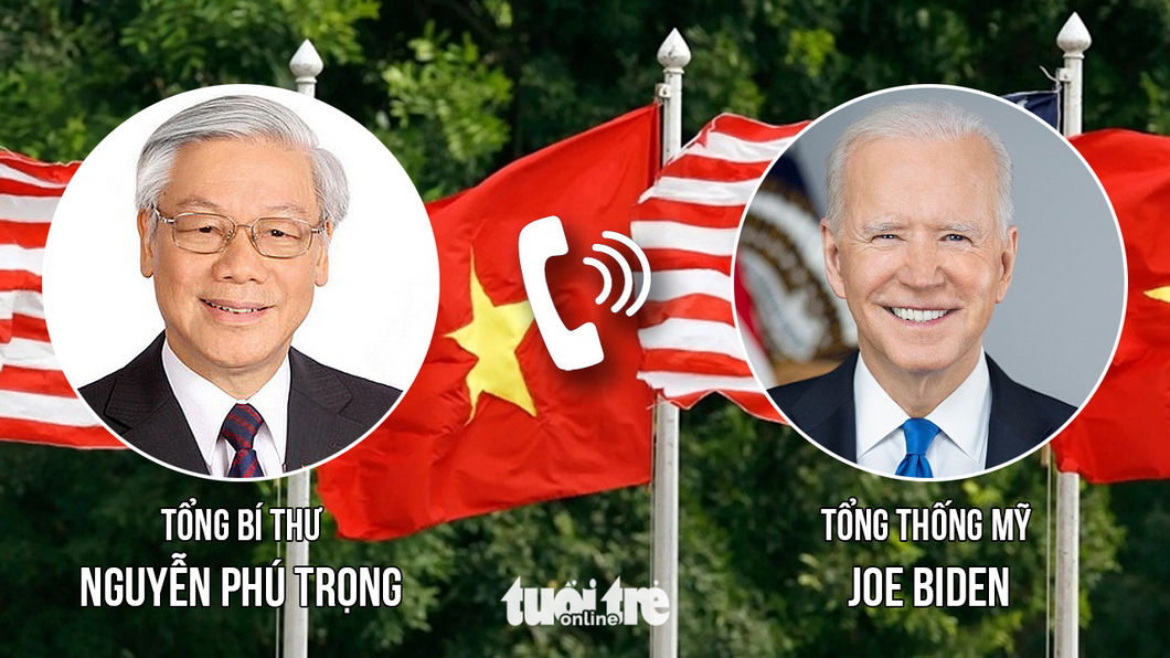 การโทรศัพท์ของเลขาธิการ Nguyen Phu Trong กับประธานาธิบดี Joe Biden ของสหรัฐฯ เป็นช่วงเวลาสำคัญสำหรับความสัมพันธ์ระหว่างสองประเทศ - รูปภาพ: VIET THAI