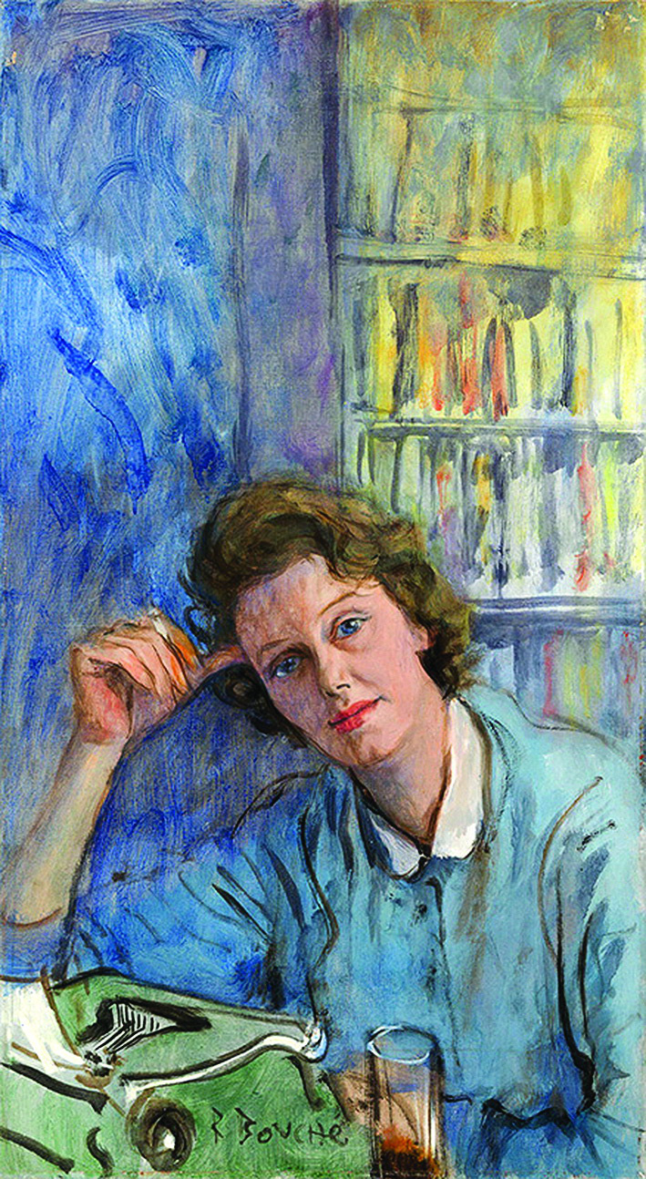 Chân dung nữ nhà văn Jean Kerr (1922 - 2003) bên bàn viết ở nhà cô. Tranh sơn dầu của René Bouché