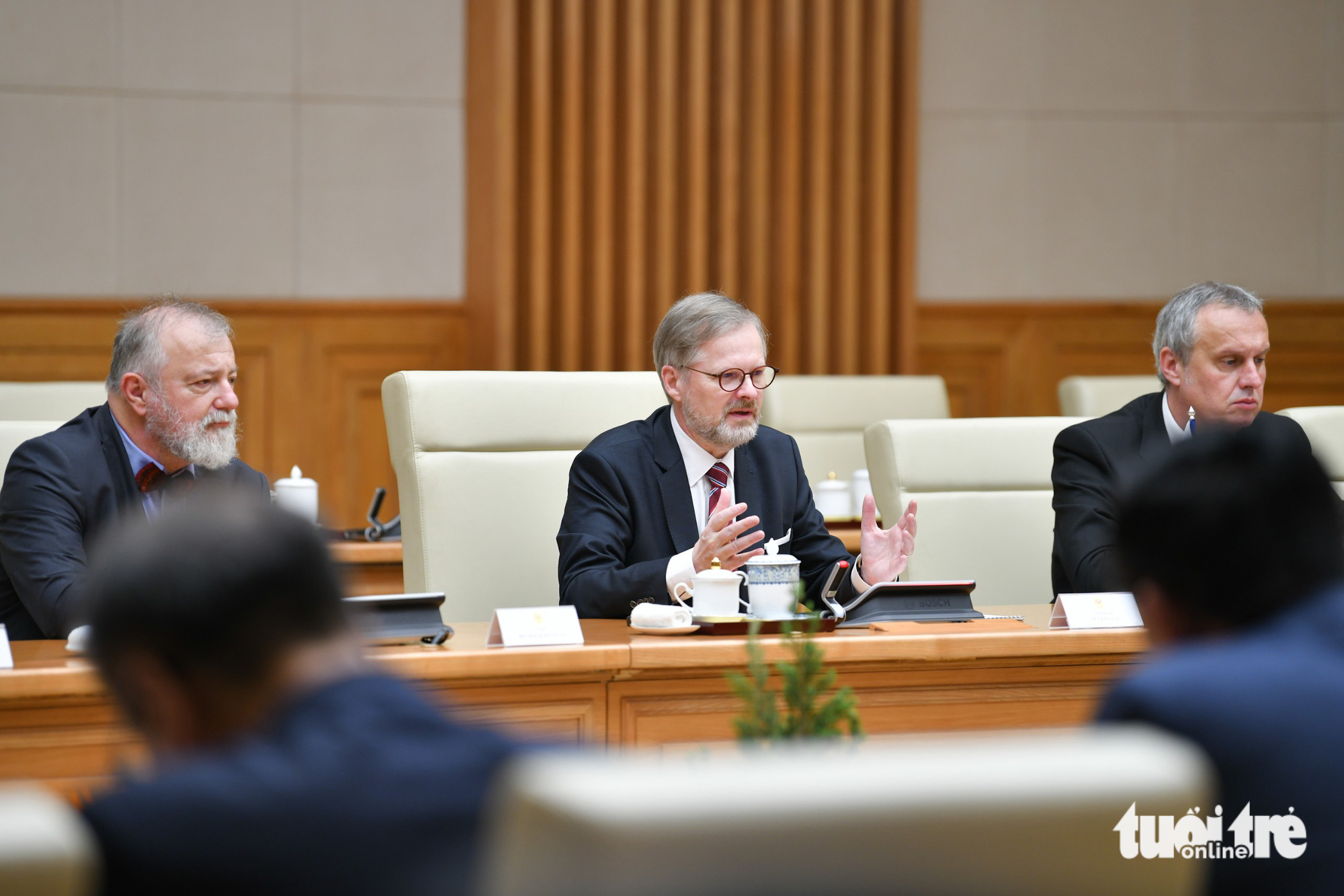 Thủ tướng Czech Petr Fiala khẳng định nước này luôn coi Việt Nam là đối tác quan trọng nhất ở khu vực Đông Nam Á và mong muốn phát triển quan hệ hợp tác với Việt Nam trên tất cả các lĩnh vực - Ảnh: NAM TRẦN
