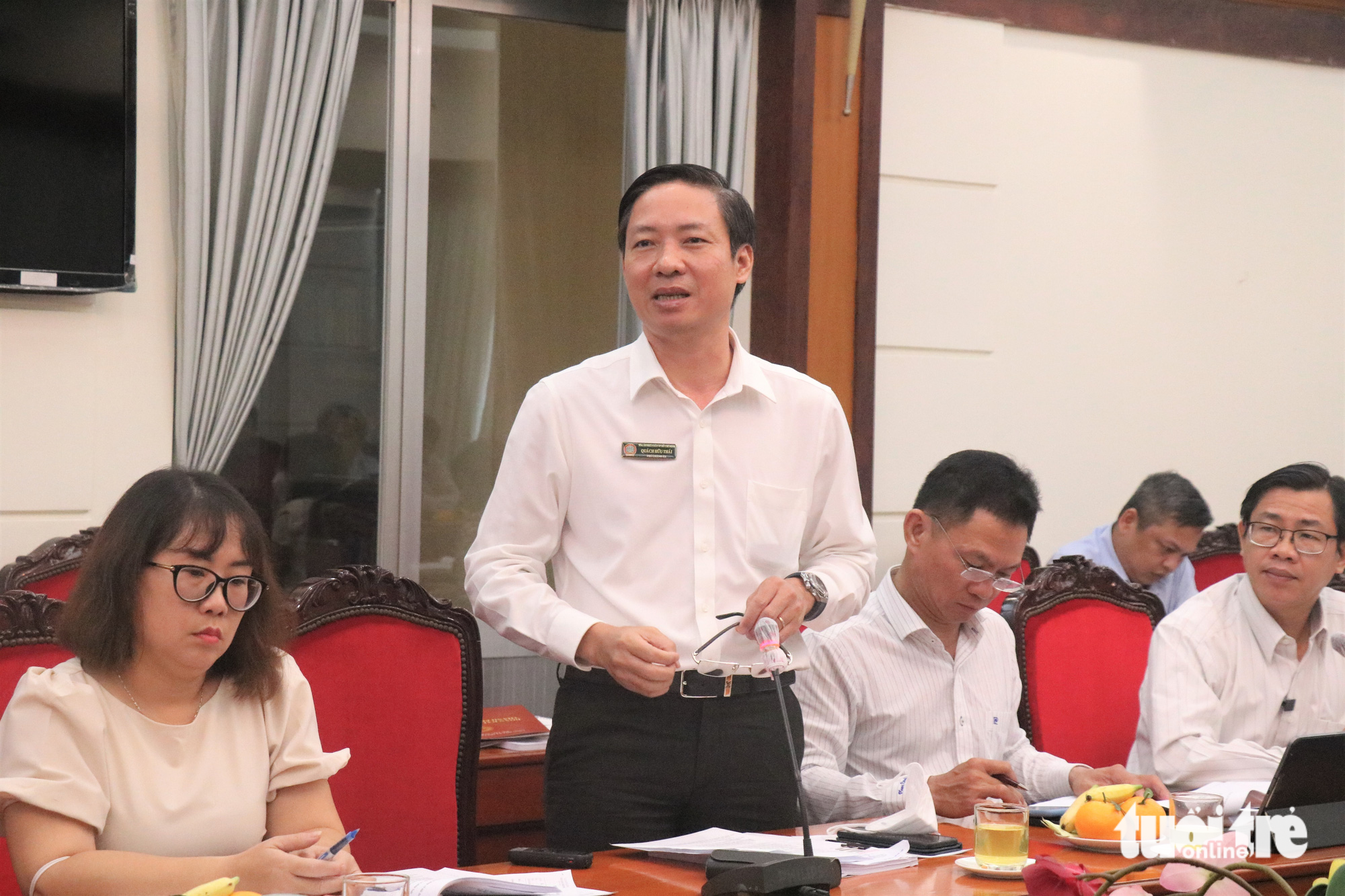 Ông Quách Hữu Thái - phó chánh án Tòa án nhân dân TP.HCM - góp ý tại buổi hội thảo - Ảnh: CẨM NƯƠNG